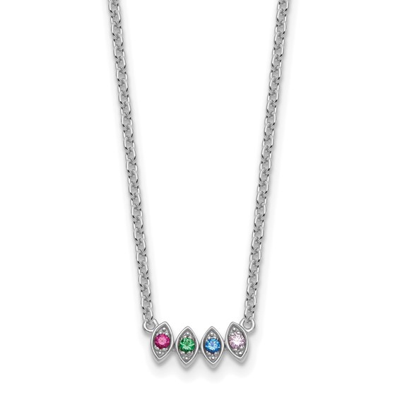 14k White Gold 4 Birthstone Mother's Necklace Mounting