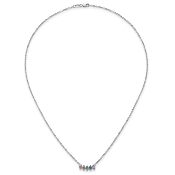 14k White Gold 5 Birthstone Mother's Necklace Mounting