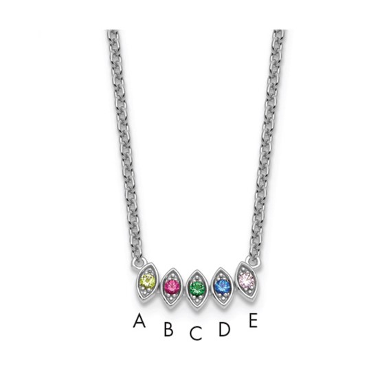 14k White Gold 5 Birthstone Mother's Necklace Mounting