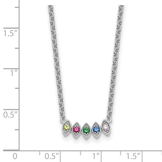 14k White Gold 5 Birthstone Mother's Necklace Mounting