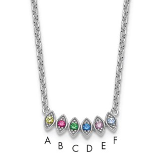 14k White Gold 6 Birthstone Mother's Necklace Mounting