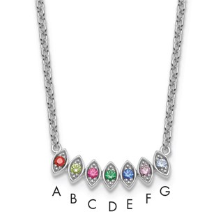 14k White Gold 7 Birthstone Mother's Necklace Mounting