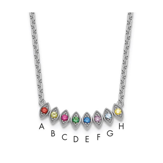 14k White Gold 8 Birthstone Mother's Necklace Mounting