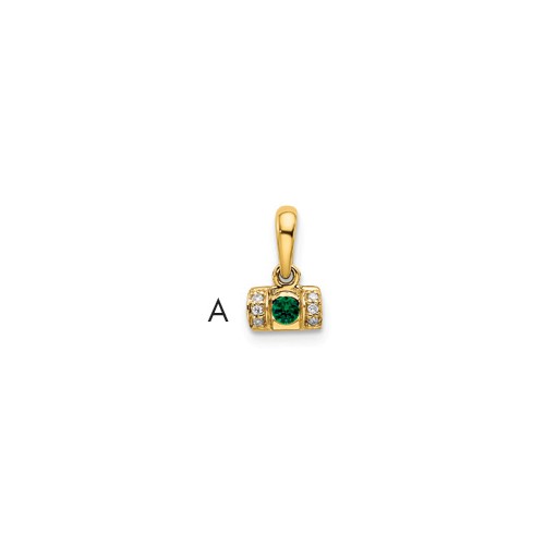 14K Yellow Gold Family Jewelry Diamond Semi-Set Pendant