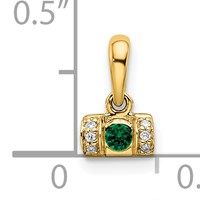 14K Yellow Gold Family Jewelry Synthetic Stone & Diamond Set Pendant view 5