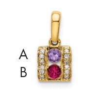 14K Yellow Gold Family Jewelry Diamond Semi-Set Pendant view 1