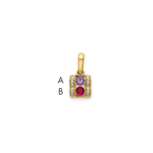 14K Yellow Gold Family Jewelry Diamond Semi-Set Pendant