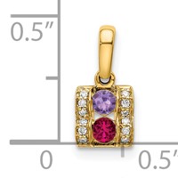 14K Yellow Gold Family Jewelry Diamond Semi-Set Pendant view 5