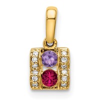 14K Yellow Gold Family Jewelry Diamond Semi-Set Pendant view 2