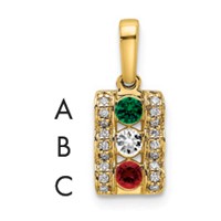 14K Yellow Gold Family Jewelry Synthetic Stone & Diamond Set Pendant view 1