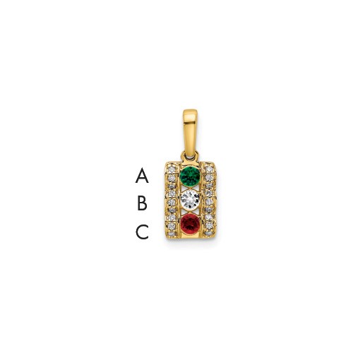 14K Yellow Gold Family Jewelry Synthetic Stone & Diamond Set Pendant