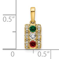 14K Yellow Gold Family Jewelry Synthetic Stone & Diamond Set Pendant view 5