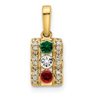 14K Yellow Gold Family Jewelry Synthetic Stone & Diamond Set Pendant view 2