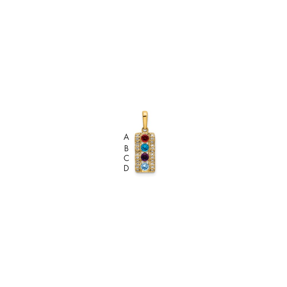 14K Yellow Gold Family Jewelry Diamond Semi-Set Pendant