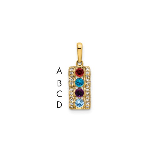 14K Yellow Gold Family Jewelry Diamond Semi-Set Pendant