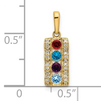 14K Yellow Gold Family Jewelry Diamond Semi-Set Pendant view 5