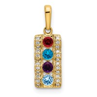 14K Yellow Gold Family Jewelry Diamond Semi-Set Pendant view 2