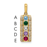 14K Yellow Gold Family Jewelry Geniune Stone & Diamond Set Pendant view 1
