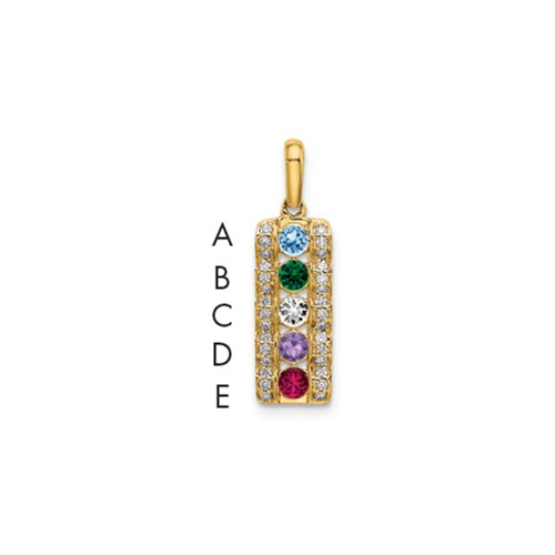 14K Yellow Gold Family Jewelry Synthetic Stone & Diamond Set Pendant
