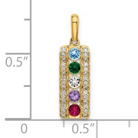 14K Yellow Gold Family Jewelry Geniune Stone & Diamond Set Pendant view 5