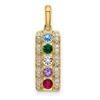 14K Yellow Gold Family Jewelry Geniune Stone & Diamond Set Pendant view 2