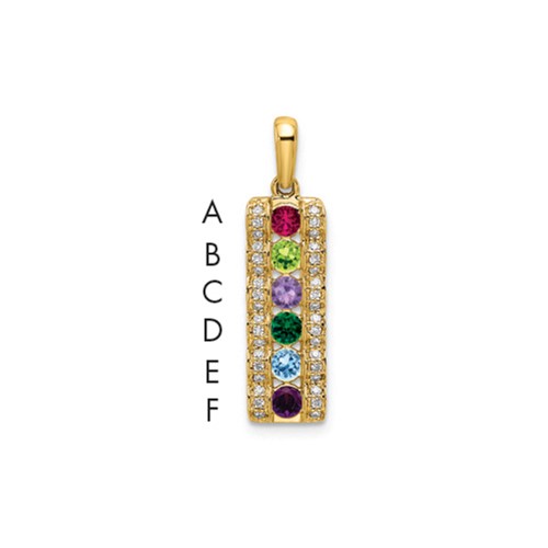 14K Yellow Gold Family Jewelry Diamond Semi-Set Pendant