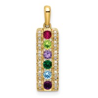 14K Yellow Gold Family Jewelry Diamond Semi-Set Pendant view 2