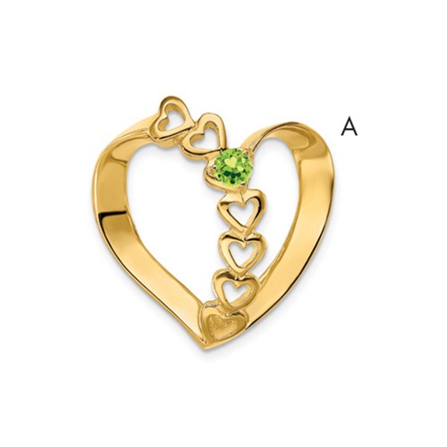 14K Yellow Gold Synthetic Diamond Family Heart Slide