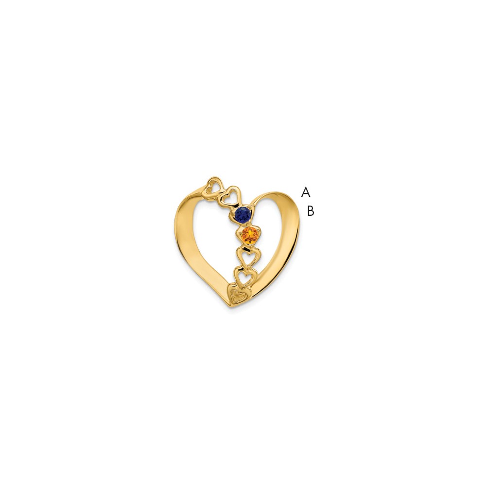 14K Yellow Gold Synthetic Diamond Family Heart Slide