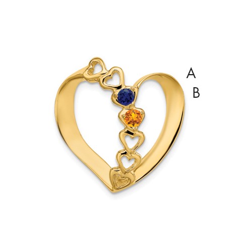 14K Yellow Gold Synthetic Diamond Family Heart Slide
