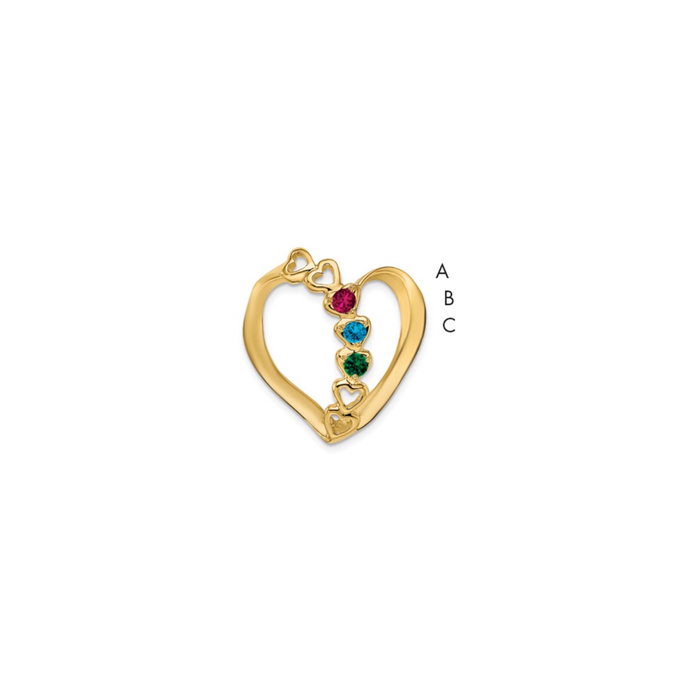 14K Yellow Gold Synthetic Diamond Family Heart Slide