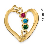 14K Yellow Gold Synthetic Diamond Family Heart Slide view 1