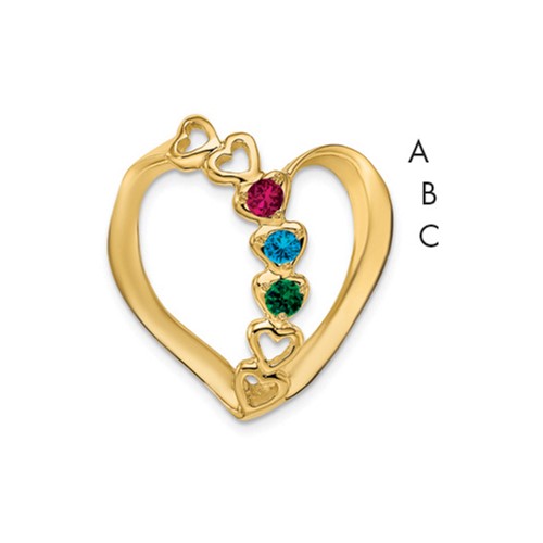 14K Yellow Gold Genuine 3 Stone Mother's Slide