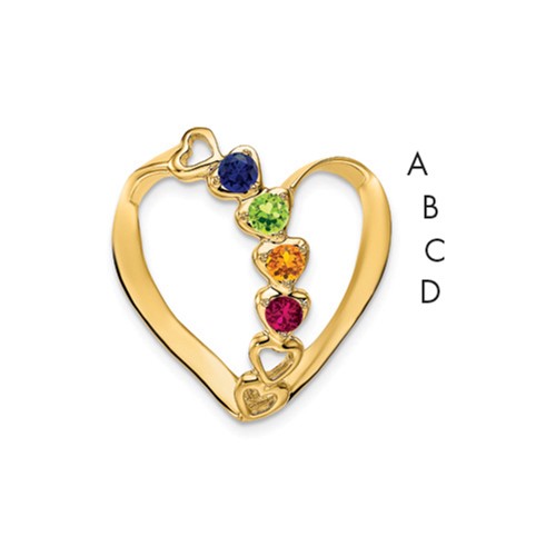 14K Yellow Gold Synthetic Diamond Family Heart Slide