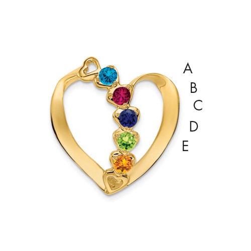 14K Yellow Gold Synthetic Diamond Family Heart Slide