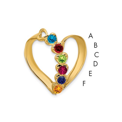 14K Yellow Gold Genuine 6 Stone Mother's Slide