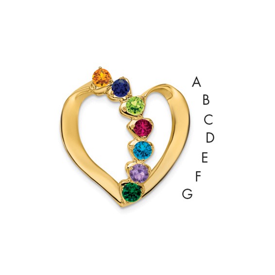 10k Polished 7-Stone Mothers Heart Slide Mounting