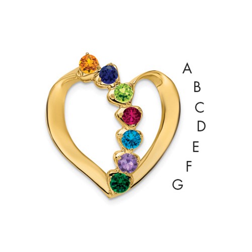 14K Yellow Gold Genuine 7 Stone Mother's Slide