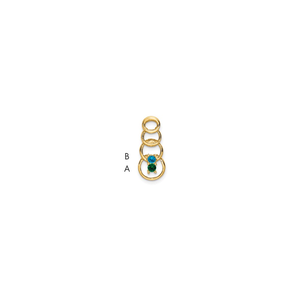 14K Yellow Gold 2 Synthetic Stone Family Pendant