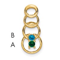 14K Yellow Gold 2 Synthetic Stone Family Pendant view 1
