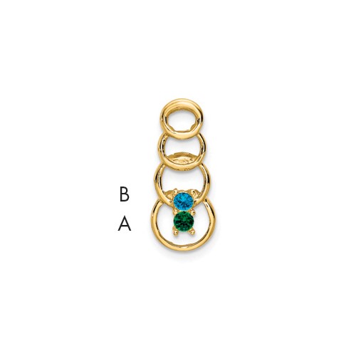 14K Yellow Gold 2 Genuine Stone Family Pendant