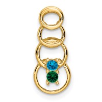 14K Yellow Gold 2 Synthetic Stone Family Pendant view 2