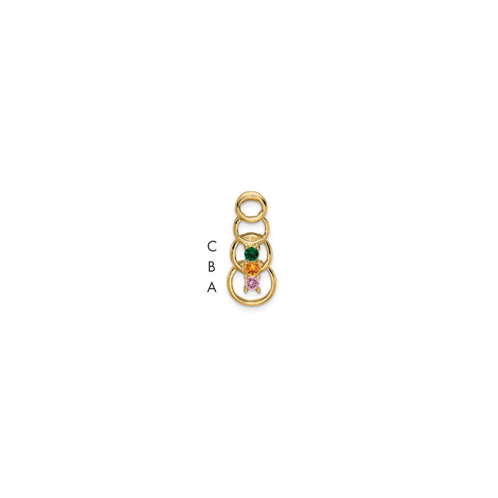 14K Yellow Gold 3 Synthetic Stone Family Pendant