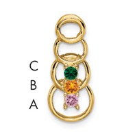 14K Yellow Gold 3 Synthetic Stone Family Pendant view 1