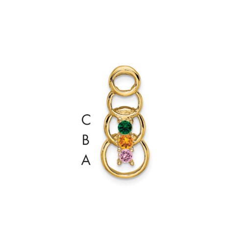 14K Yellow Gold 3 Synthetic Stone Family Pendant