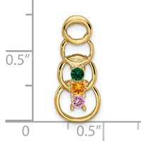 14K Yellow Gold 3 Synthetic Stone Family Pendant view 5
