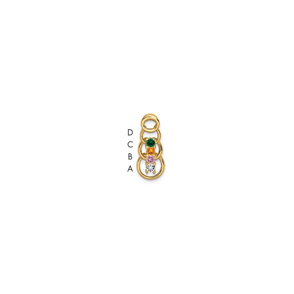 14K Yellow Gold 4 Genuine Stone Family Pendant