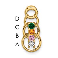 14K Yellow Gold 4 Genuine Stone Family Pendant view 1