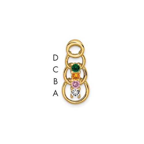 14K Yellow Gold 4 Synthetic Stone Family Pendant