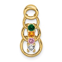 14K Yellow Gold 4 Genuine Stone Family Pendant view 2